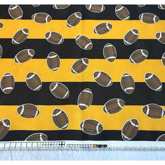 Football Game Day Yellow Black Stripe Home Decor Canvas Fabric Iowa Remnants - Picture 2 of 6